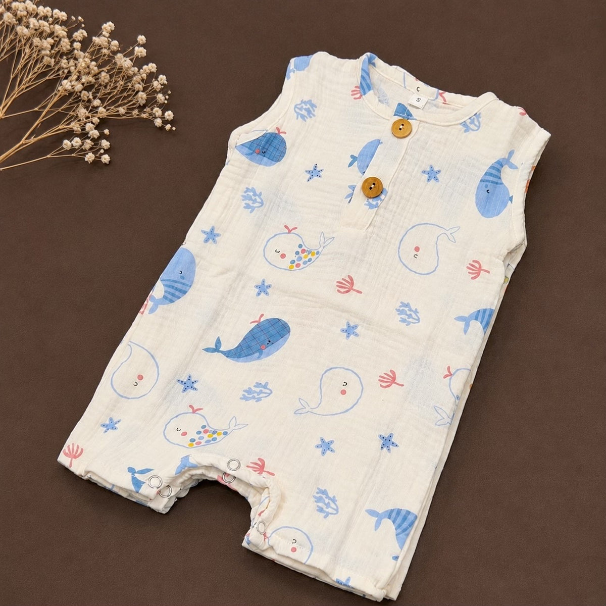 Muslin half rompers 0-6m
