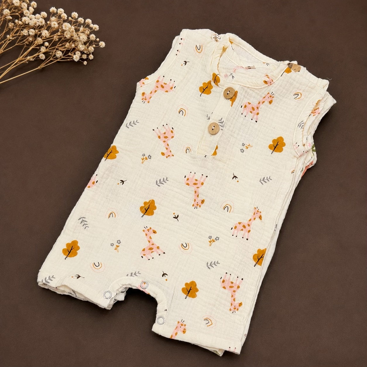 Muslin half rompers 0-6m