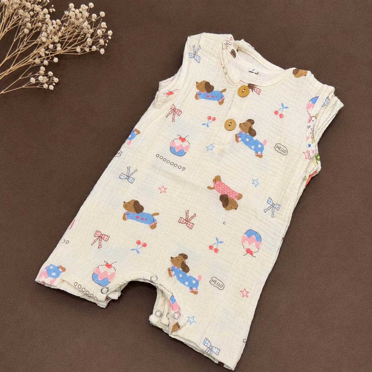 Muslin half rompers 0-6m