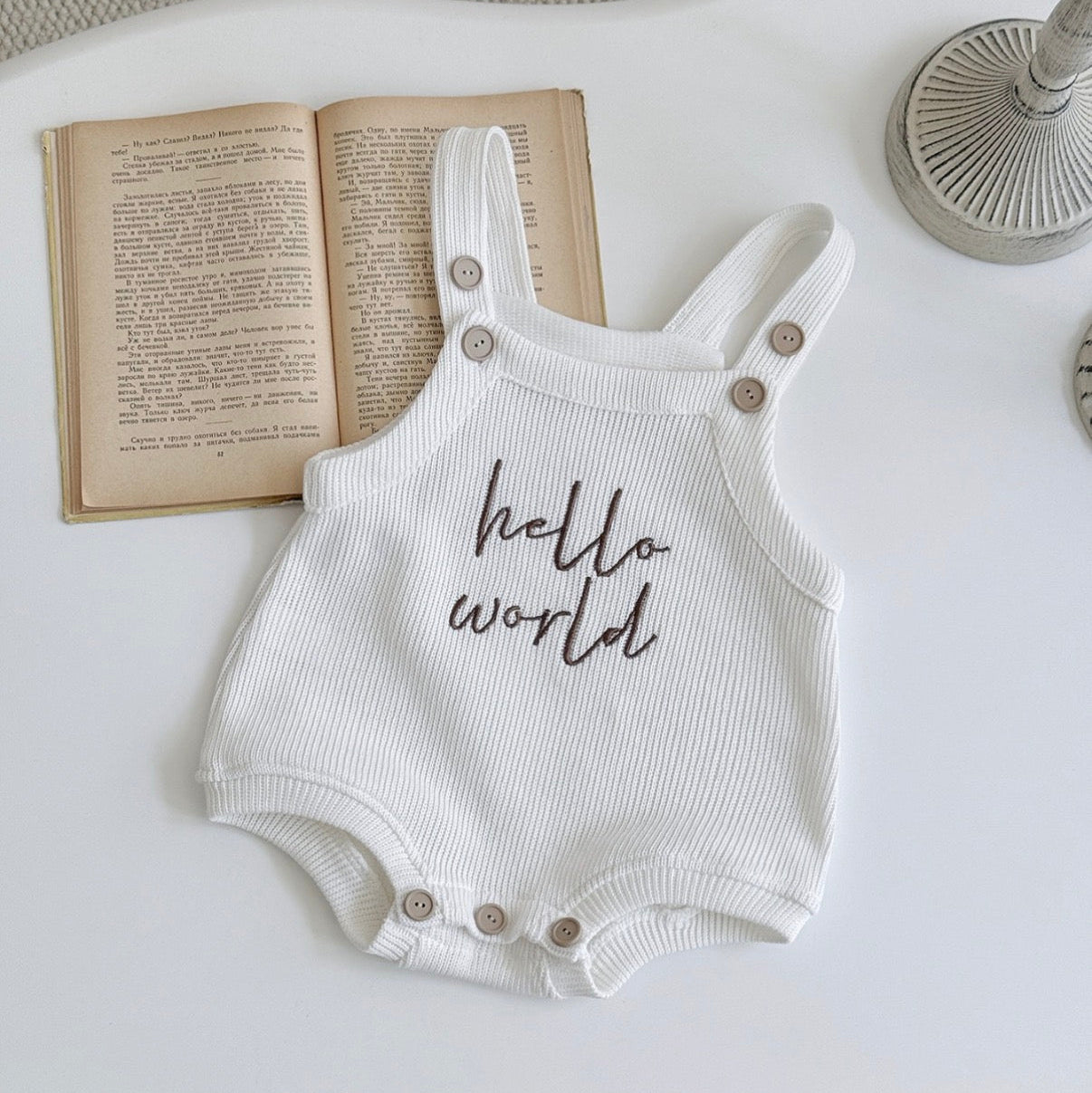 Hello world summer romper 0-6 M
