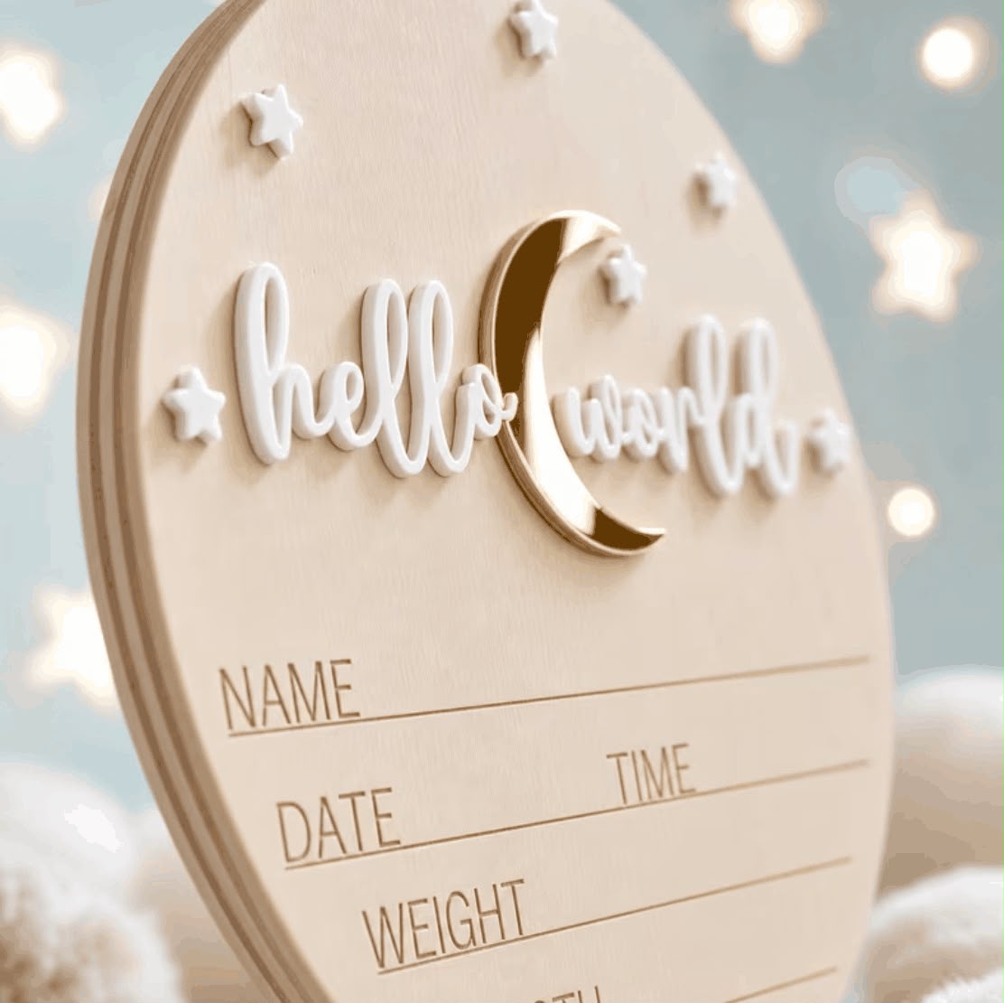 Golden moon Hello world announcement board
