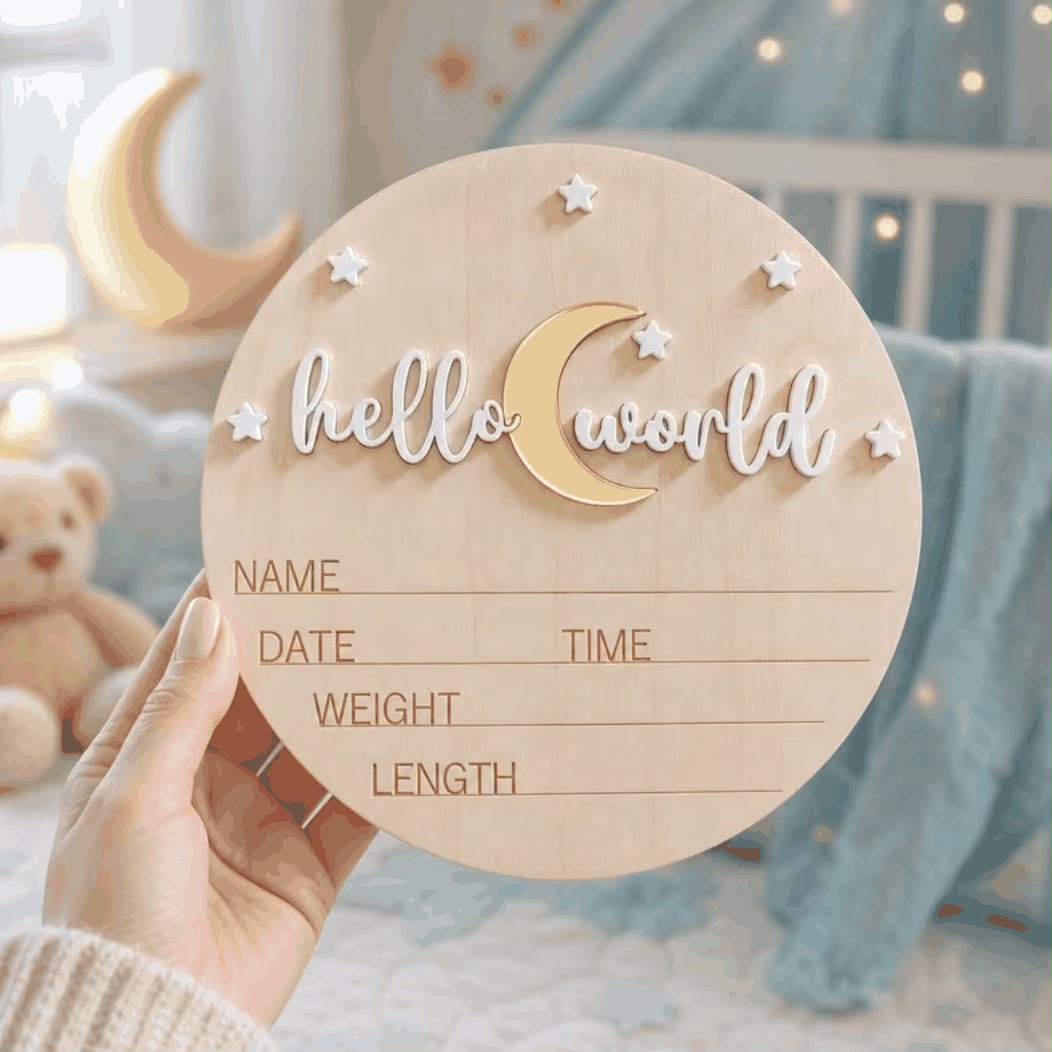 Golden moon Hello world announcement board