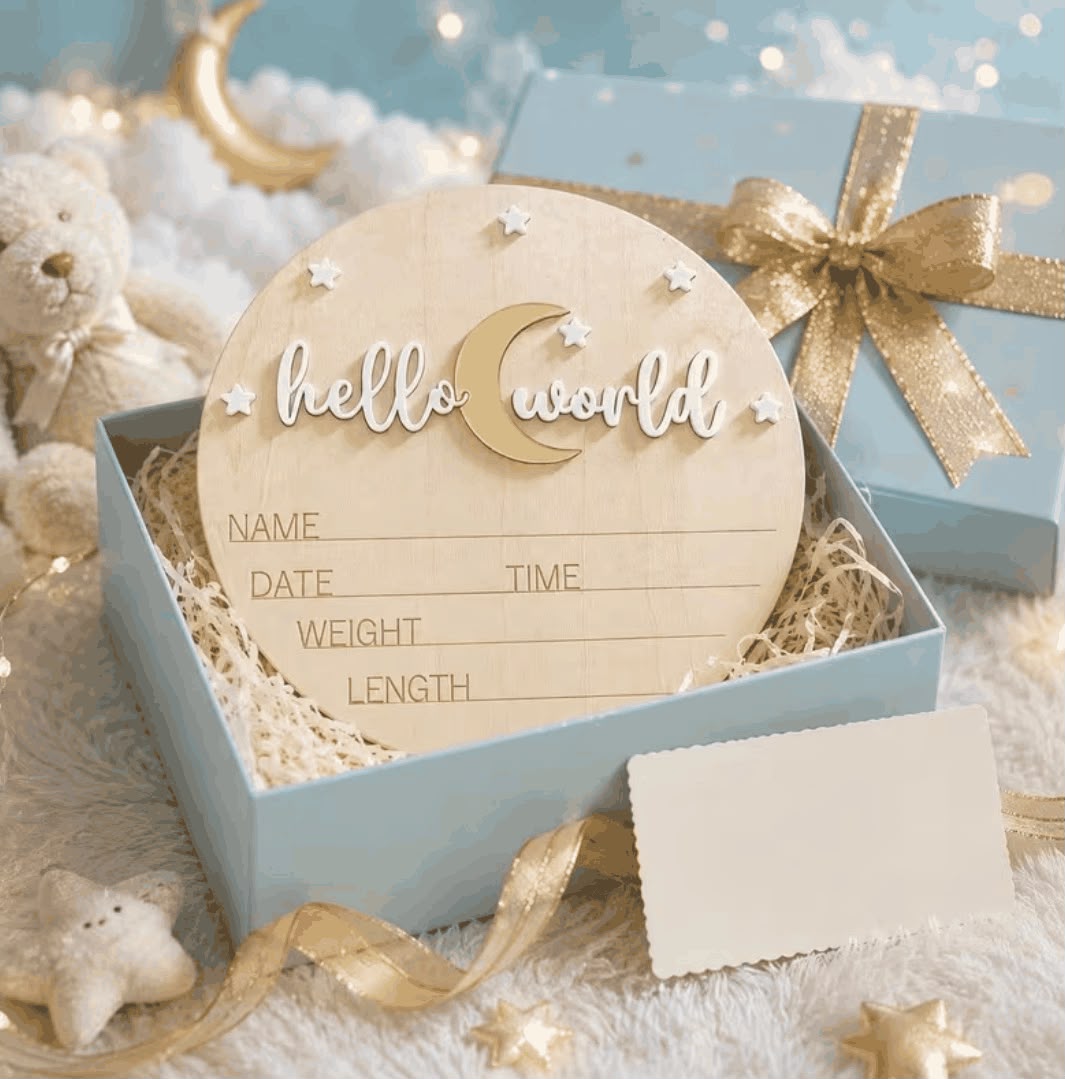 Golden moon Hello world announcement board